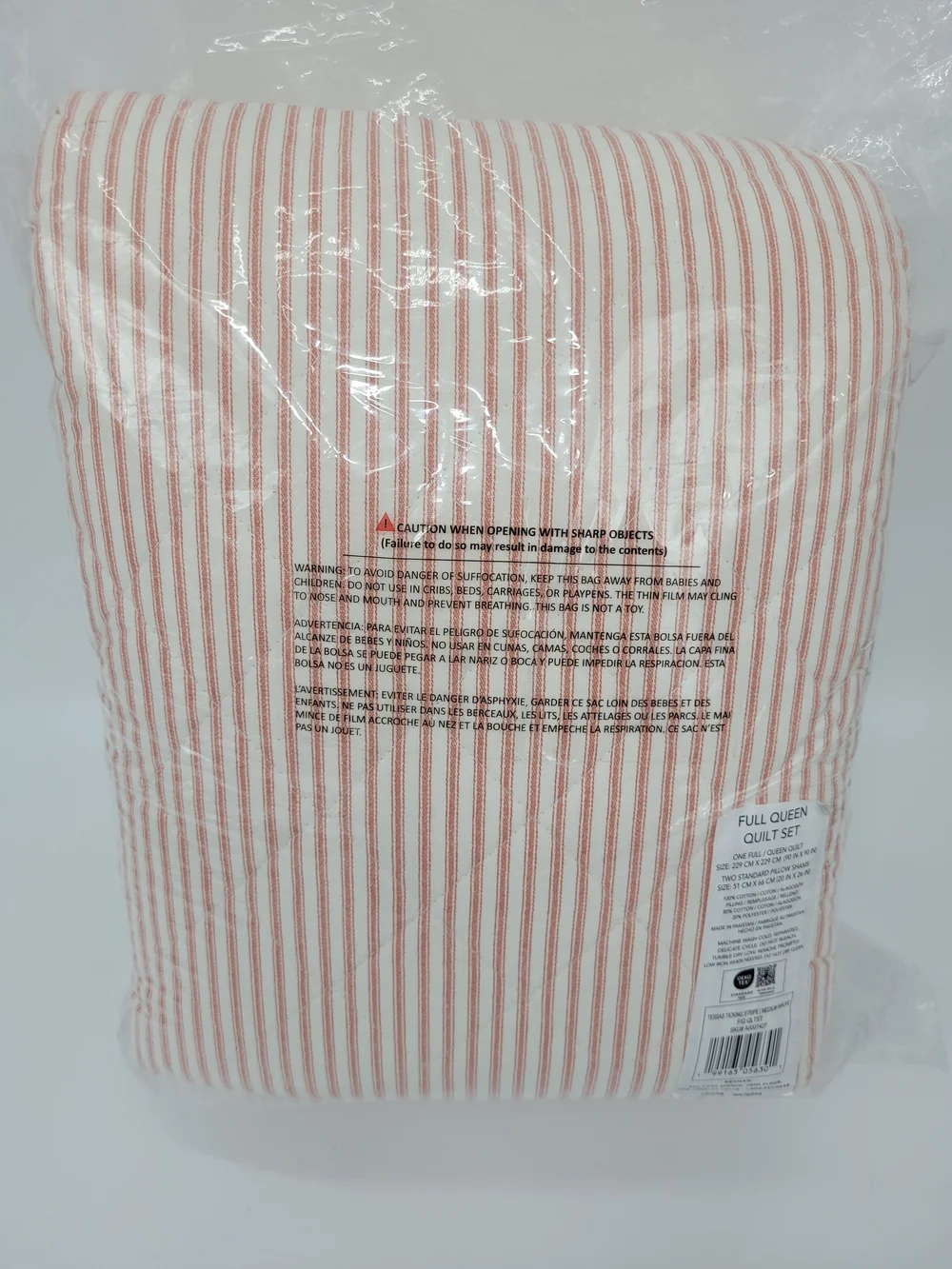 Laura Ashley Quilt Shams Set Tessas Ticking Stripe Medium Mauve Full/Queen NEW
